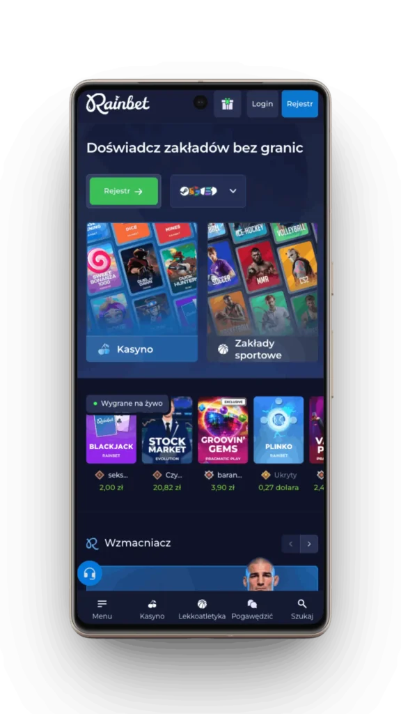 Aplikacja mobilna Rainbet.