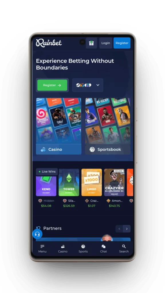 Rainbet mobile app.