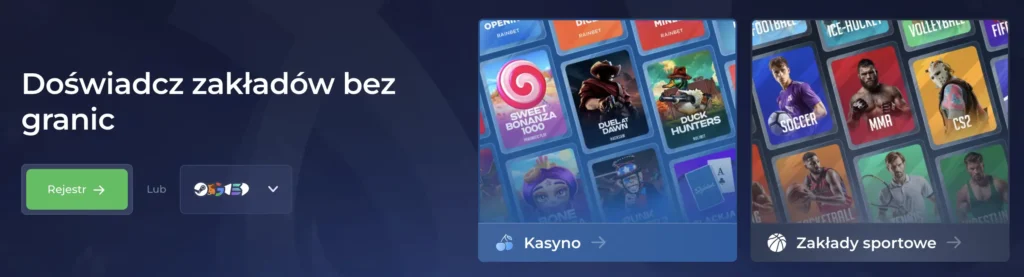 Opcje kasyna i zakładów sportowych na Rainbet.